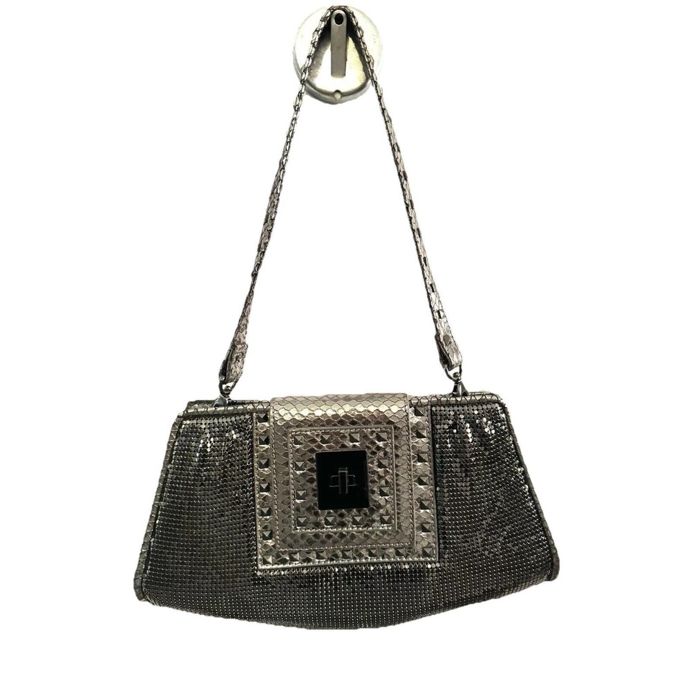 Vintage Whiting & Davis Metal Mesh Purse Twist Lock Spike Stud Shoulder Bag